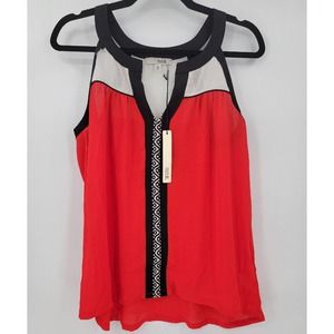 MNK Women's Medium V-Neck Colorblock Sleeveless Top Blouse NWD DEFECT Shirt